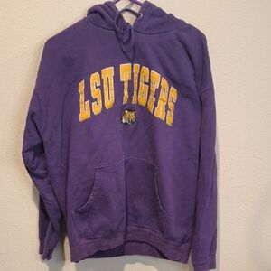 LSU Tigers Purple Pullover Hoodie Embroidered Men's Large